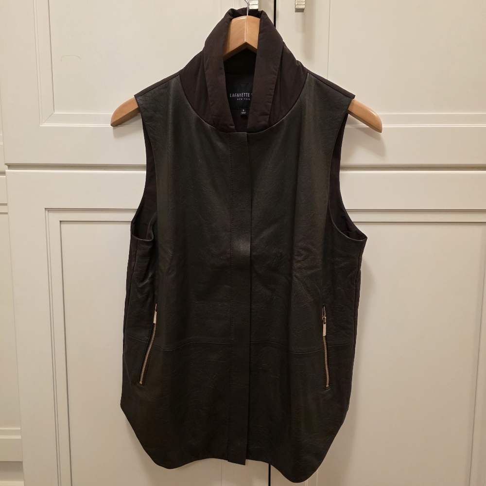 🔥Lafayette 148 New York Dark Brown💯 Leather Jacket